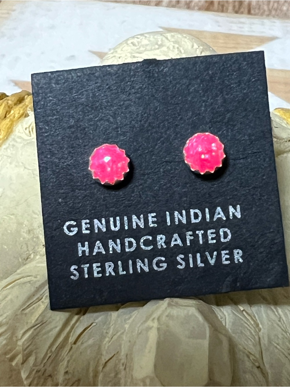 Sterling silver  hot pink fire opal studs